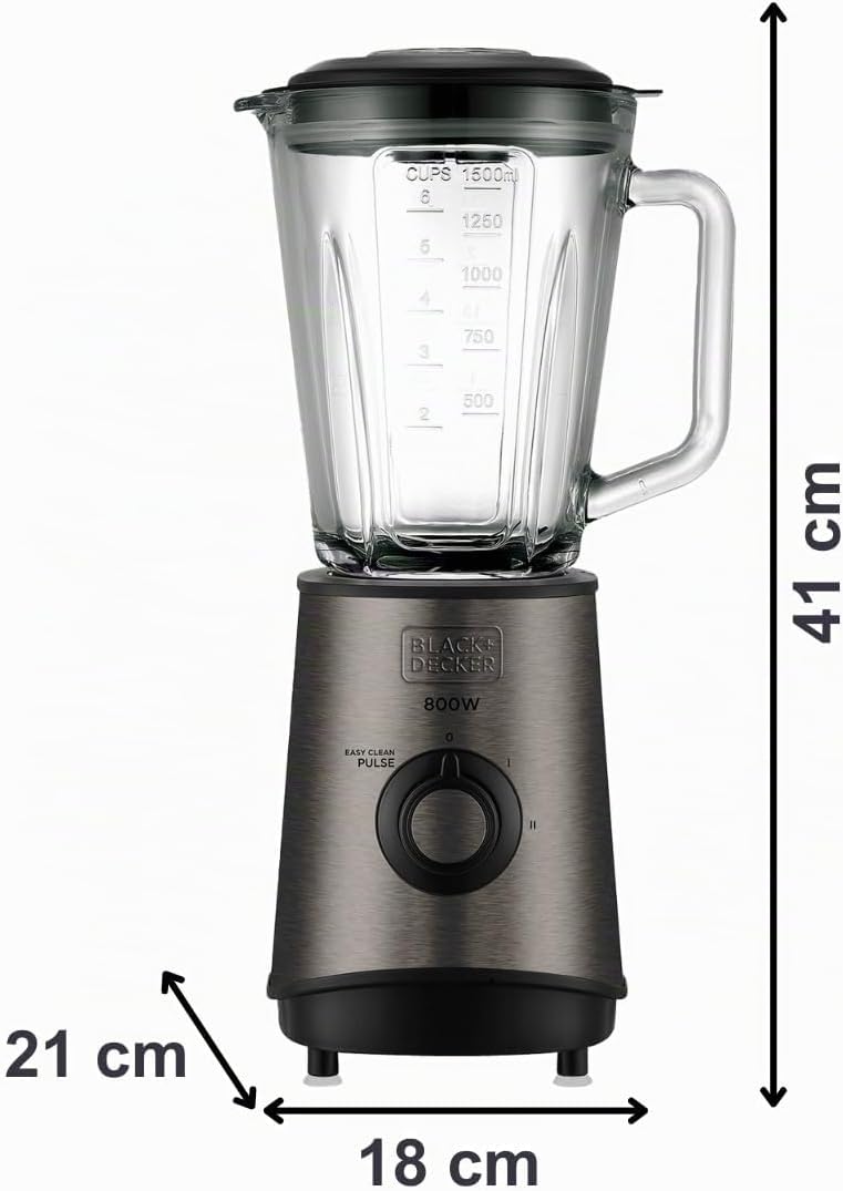 Black+Decker BXJB800E - Standmixer, 800W, 1,5 Liter, Edelstahl, grau 800W Edelstahl, 800W Edelstahl