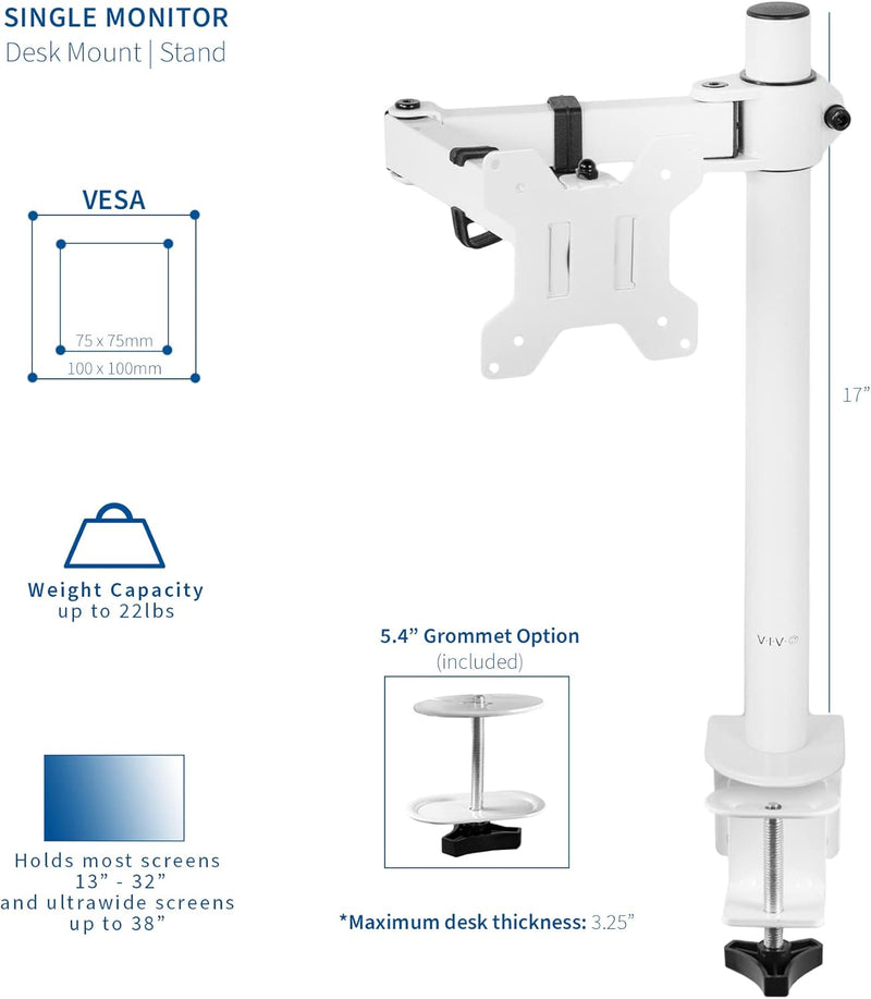 VIVO Schreibtischhalterung, 1 Arm, für Bildschirme bis zu 96,5 cm (38 Zoll), ultrabreit, voll Verste