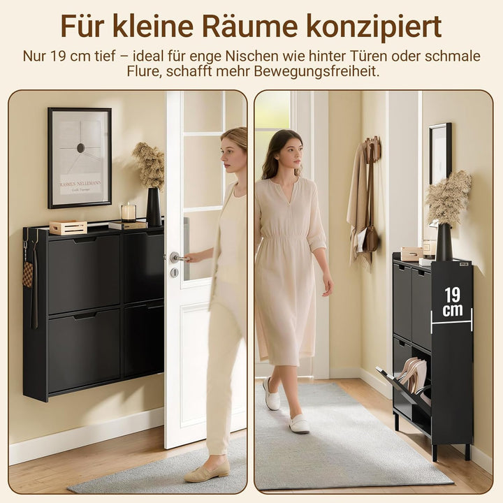 SoBuy Schuhschrank Schmal, Schuhregal, Schuhschrank Hängend mit Sensorlicht und 19 cm Tiefe, für Flu