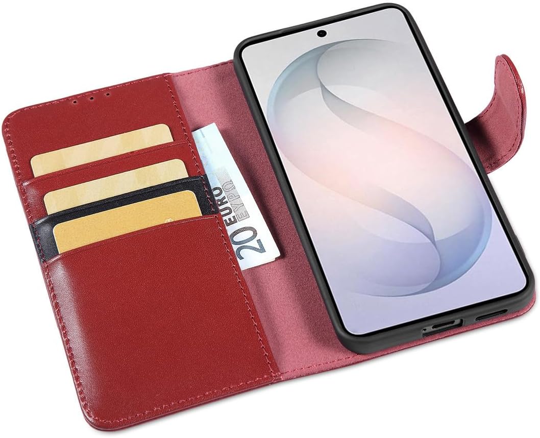 LENSUN Echtleder Hülle für Samsung Galaxy S26 5G, Handyhülle Echtes Leder [RFID Schutz][Magnetversch