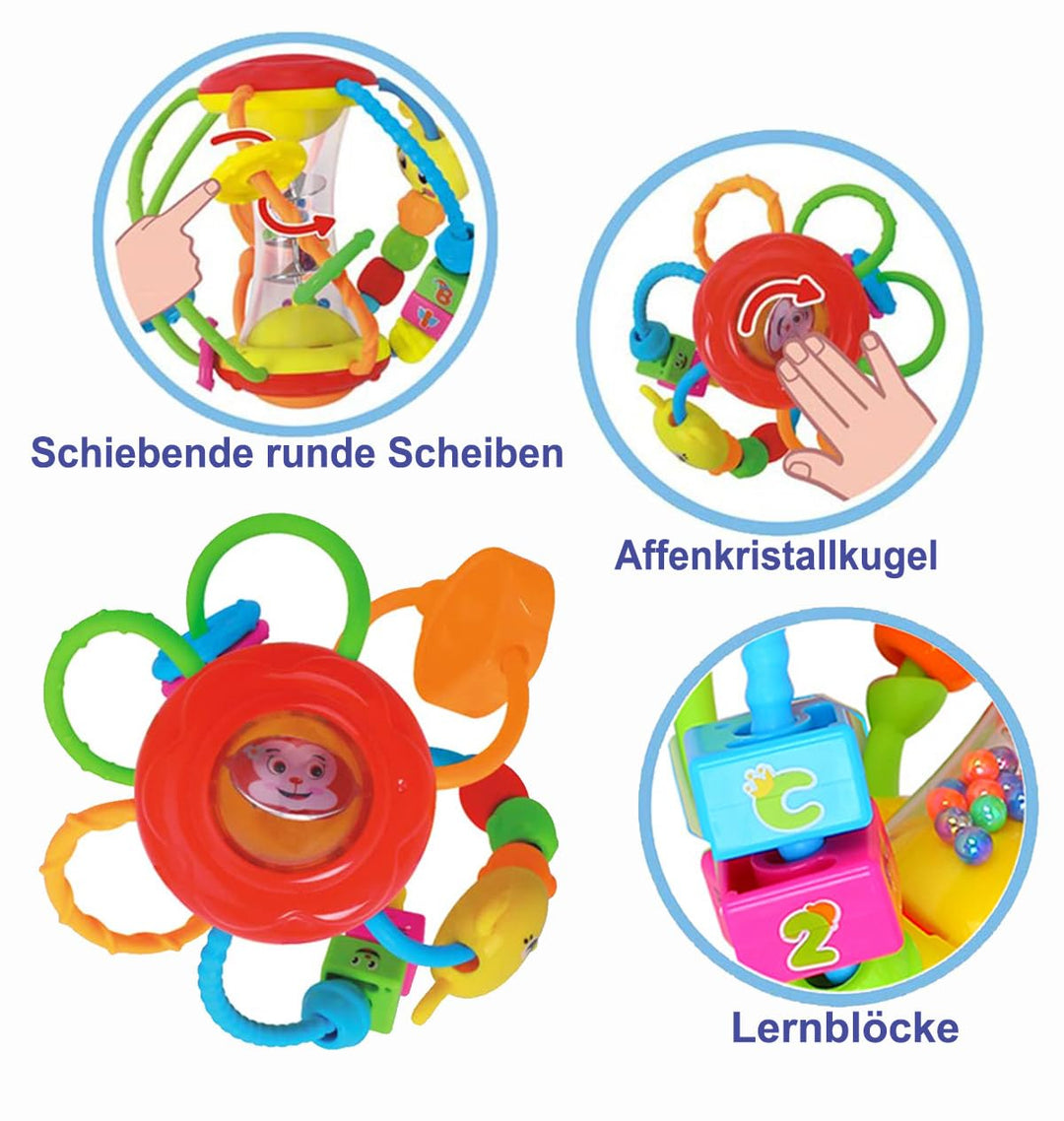 HOLA Baby Spielzeug 6 Monate Rassel Motorikball Greifball, Greifling, Shake & Krabbel Motorikspielze