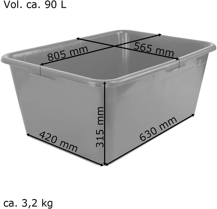 Petigi Wildwanne Wanne Gross Lebensmittelecht XXL Gross Eckig 90 Liter Kunststoffwanne Plastikwanne