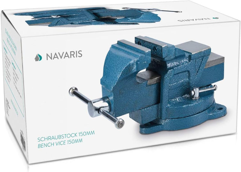 Navaris Schraubstock 150mm mit Schonbacken - aus Gusseisen - 135mm Spannweite - max. 2000kg Spannkra