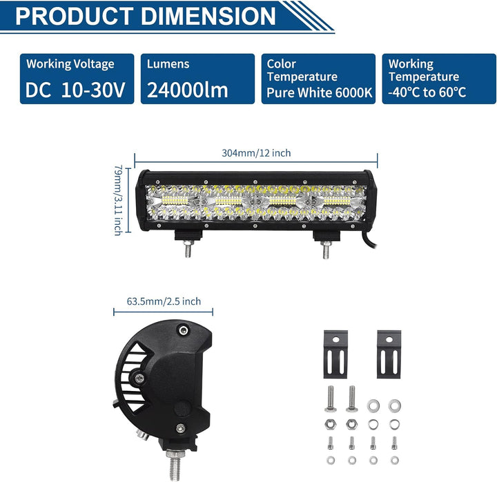 Willpower 12 Zoll 30CM 240W Led Arbeitsscheinwerfer Bar Led Scheinwerfer 12V 24V Wasserdicht Flutlic