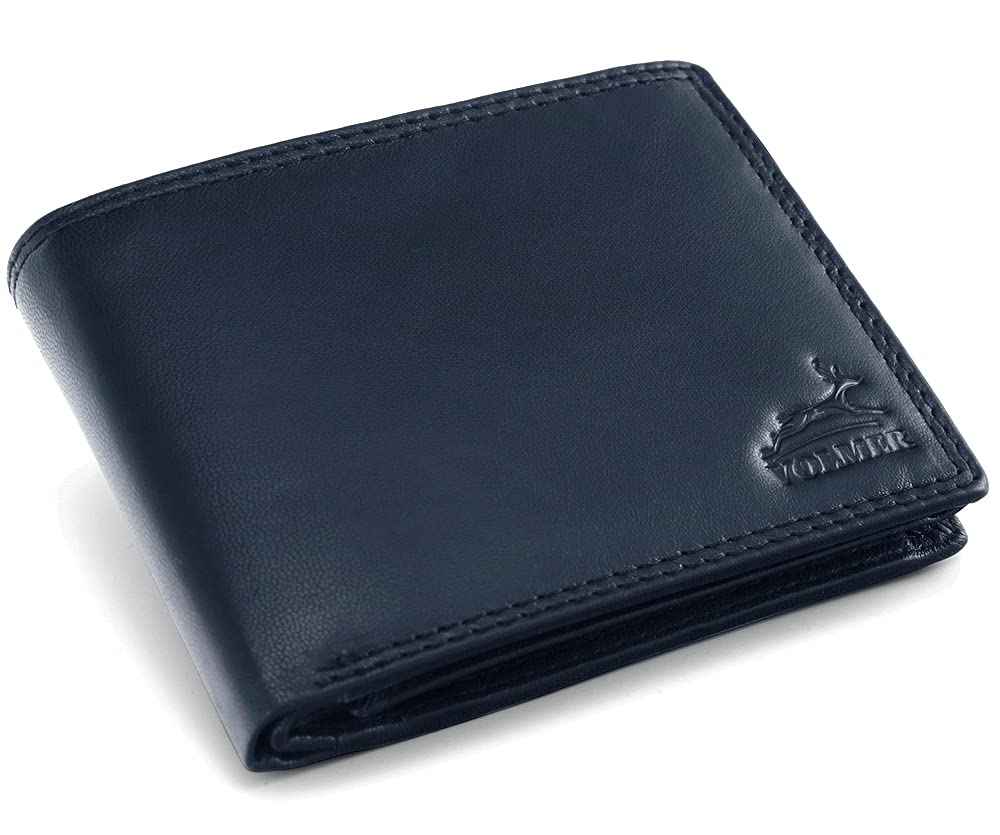 Fa.Volmer ® Leder Geldbörse Herren - extra-stabile Doppelnaht - 9 Fächer für Kreditkarten - Querform