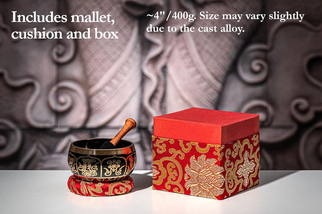 Sonic Energy Ornamental Singing Bowl – Geschenke Set, 400g Klangschale – Meditation, Deko, Yoga – in