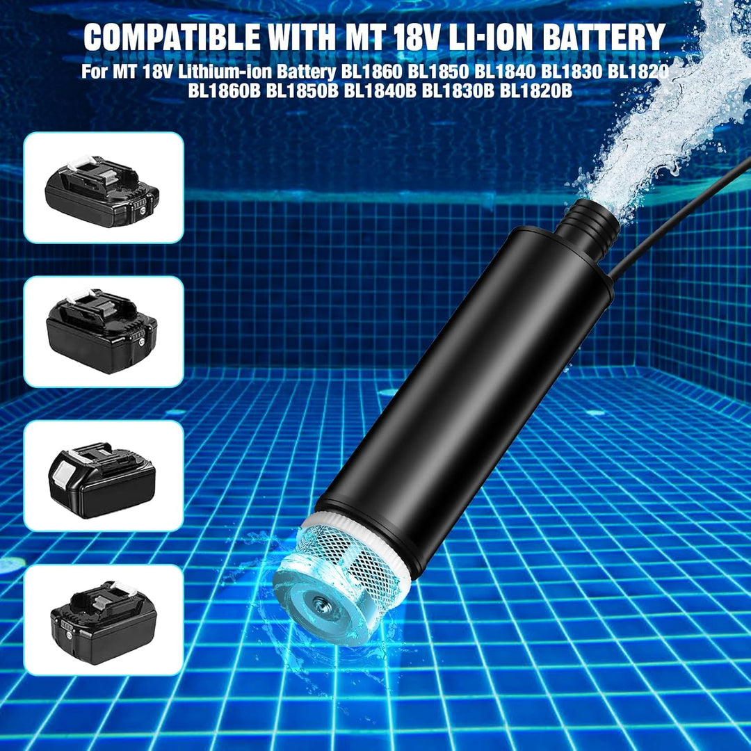 Tragbare Wasserpumpe Sumpfpumpe für Makita 18V Lithium Akku, 120W, 12V Regenfass Wassertransferpumpe