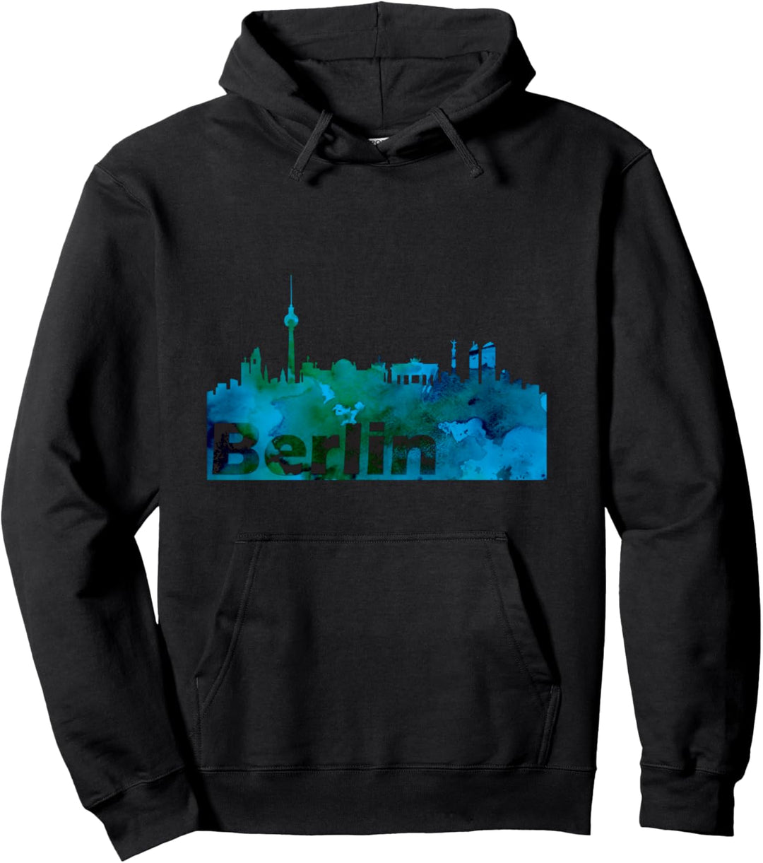 Skyline Berlin Deutschland Hauptstadt Watercolor Look Pullover Hoodie