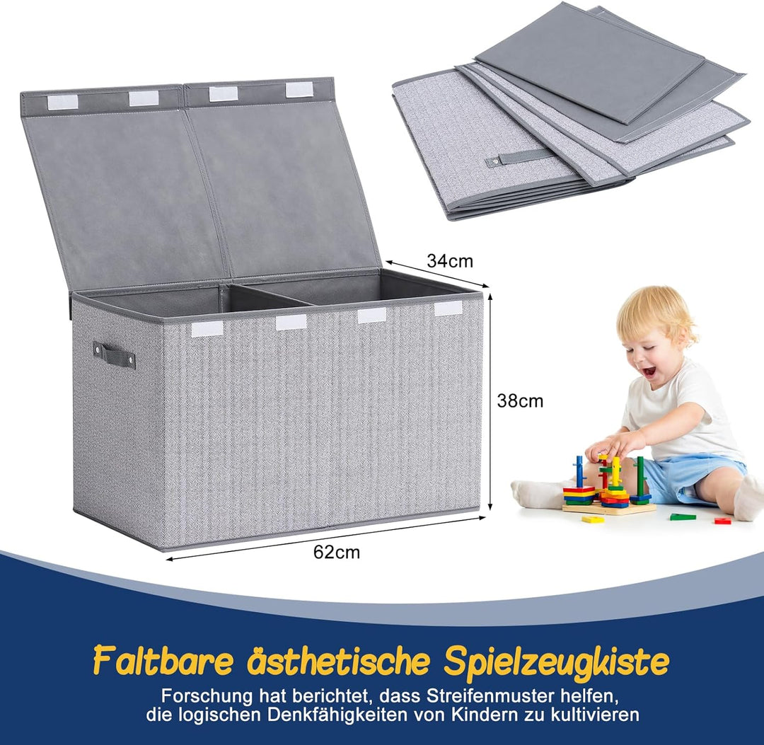 ELUCHANG Aufbewahrungsbox für Kinderzimmer mit Deckel, 81L faltbare Spielzeugkiste - Grosse Aufbewah