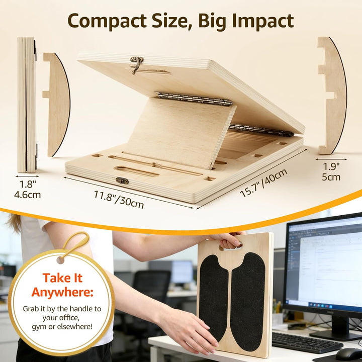 3-in-1 Gleichgewichtstrainer Balanceboards Klappbares Slant Board, Wadendehner Schrägbrett aus Holz