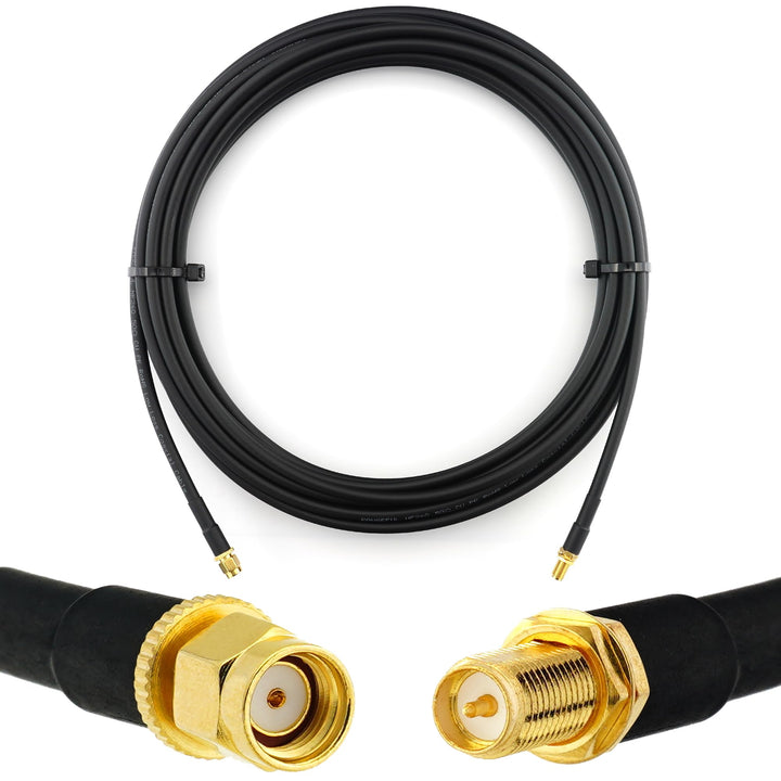 5m RP-SMA Stecker auf RP-SMA Buchse Koaxialkabel — 5 Meter Verlustarmes HF-240 (LMR 240 Äquivalent)