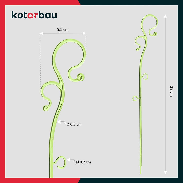 KOTARBAU® 6er Set Pflanzenstütze Grün PVC 39 cm Blumenstütze Rankhilfe Zimmerpflanzen Blumenstütze G