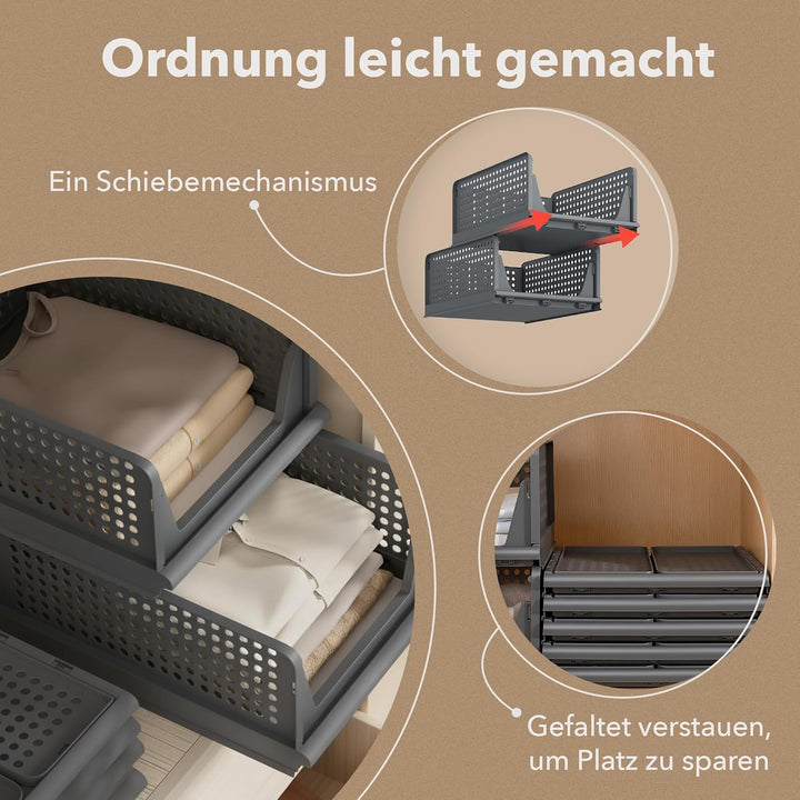 Ally Maison® Schrank Organizer 3er Set (Faltbar &amp; Stapelbar) – Kleiderschrank Organizer Boxen, platz