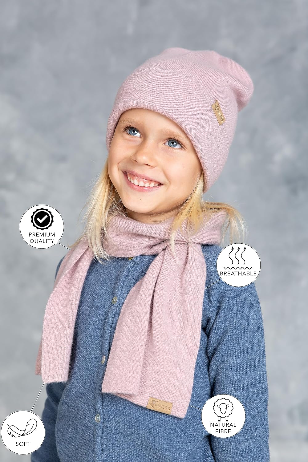 Strickschal aus Merino und Kaschmirwolle für Baby Kleinkind Kinder I Gestrickte Herbst, Winter Schal
