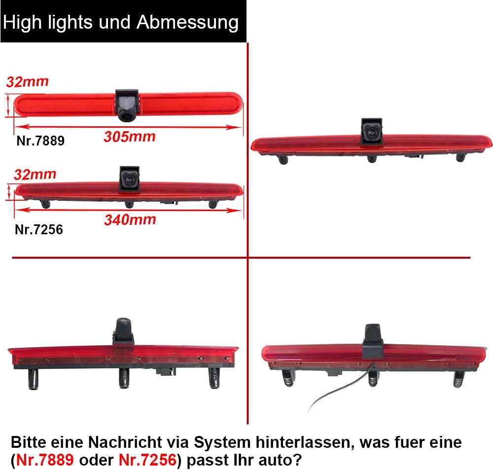 Transporter Van Bremslicht Bremsleuchte Kamera im 3. Bremslicht mit Rückfahrkamera für T5 Bus Transp