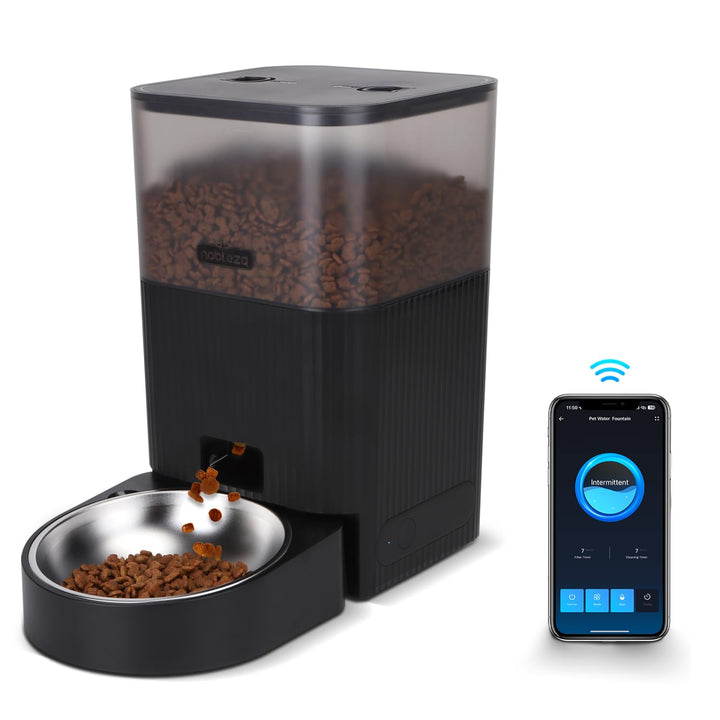 Nobleza - WiFi Automatischer Futterautomat für Katze & Hund, 4.2L Pet Feeder mit Timer, 10S Sprachau