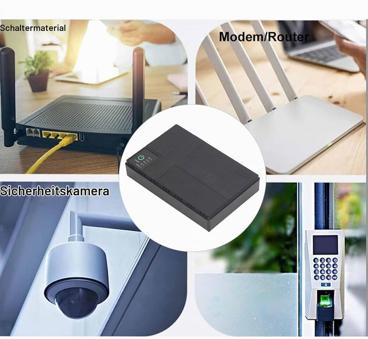 Mini UPS Batterie Backup, 10400mAh 18Wh Unterbrechungsfreie Stromversorgung mit DC 12V 9V 5V 2A Ausg