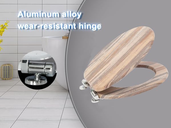 SAINOS,WC Sitz mit Absenkautomatik,Toilettendeckel aus Holz,Stabile Qualität,Einfache Reinigung 002f
