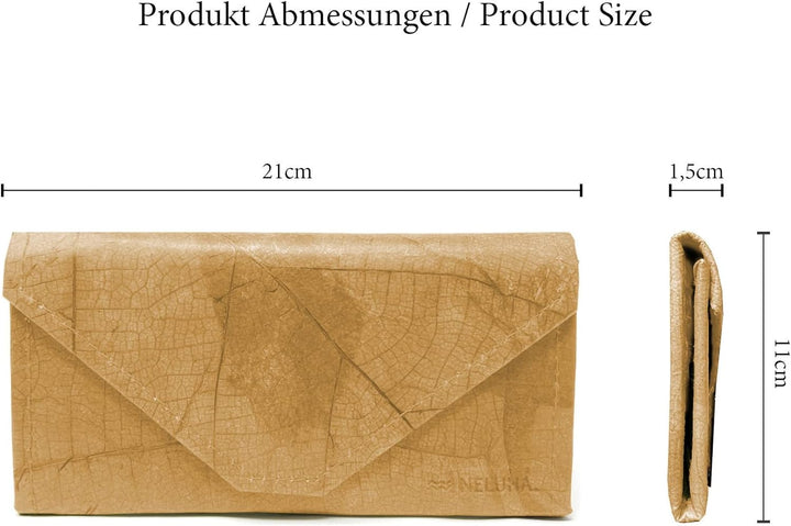 NELUHA Geldbörse Clutch aus Teak Blättern, vegan nachhaltig Leder Alternative - Portemonnaie, Geldbe