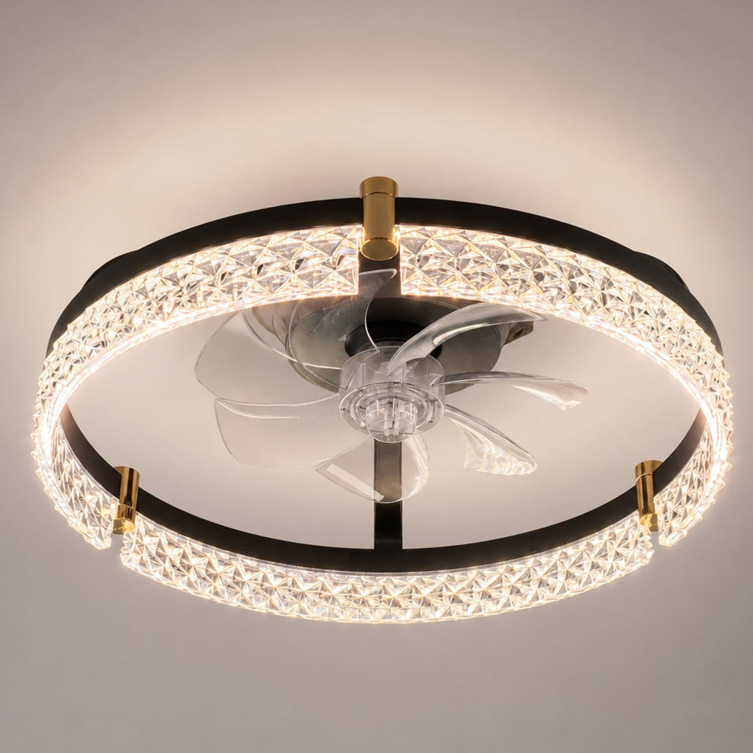 Airwit 50cm Deckenventilator mit Beleuchtung, Lampe mit Ventilator in Glasoptik, Deckenlampe mit Ven