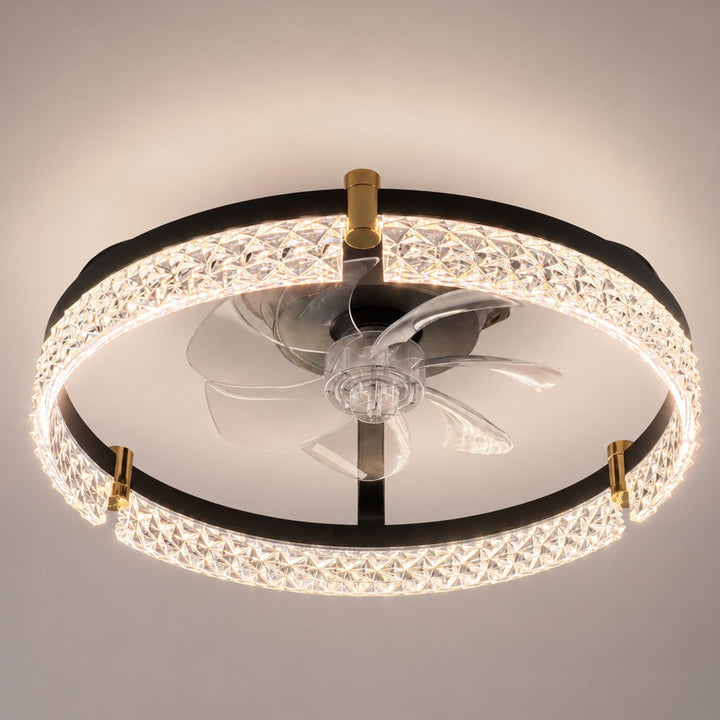 Airwit 50cm Deckenventilator mit Beleuchtung, Lampe mit Ventilator in Glasoptik, Deckenlampe mit Ven
