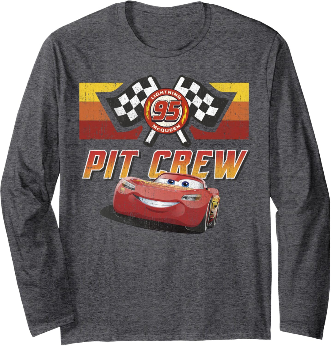 Disney Pixar Cars Lightning McQueen Faded Pit Crew Poster Langarmshirt
