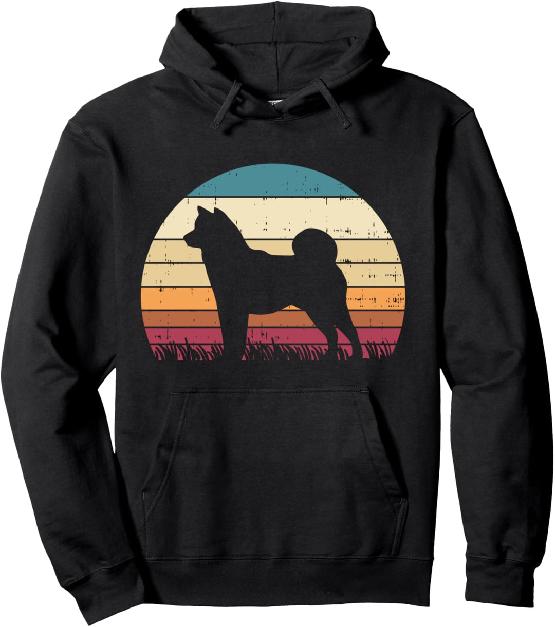 Shiba Inu Sunset Retro Animal Pet Akita Doge Dog Lover Gift Pullover Hoodie