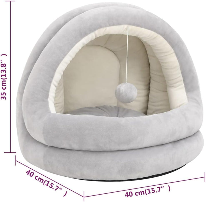 vidaXL Katzenbett 40x40x35cm Grau Creme Hundebett Katzenhöhle Katzen Nest 40 x 40 x 35 cm Grau, 40 x