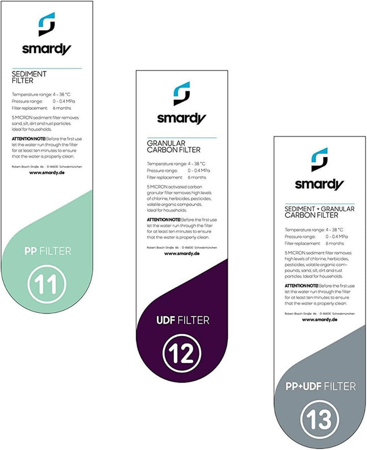 smardy 3x Wasserfilter Ersatzfilterset Nr. 11 | 12 | 13 für Wasserfilteranlage smardy PRO 190