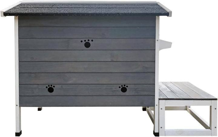 Wiltec Wetterfestes Katzenhaus 73,5 x 48 x 104,5 cm aus Holz, Katzenhütte Outdoor, Lodge Katzenhöhle