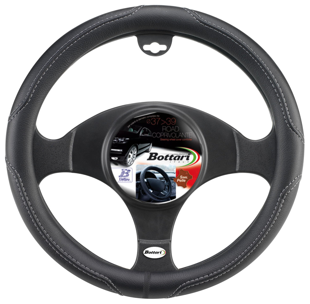 Bottari 16341 16341: Lenkradbezug Road, schwarz-grau. Ø: 35-37 cm, Grau, Durchmesser 35-37 cm