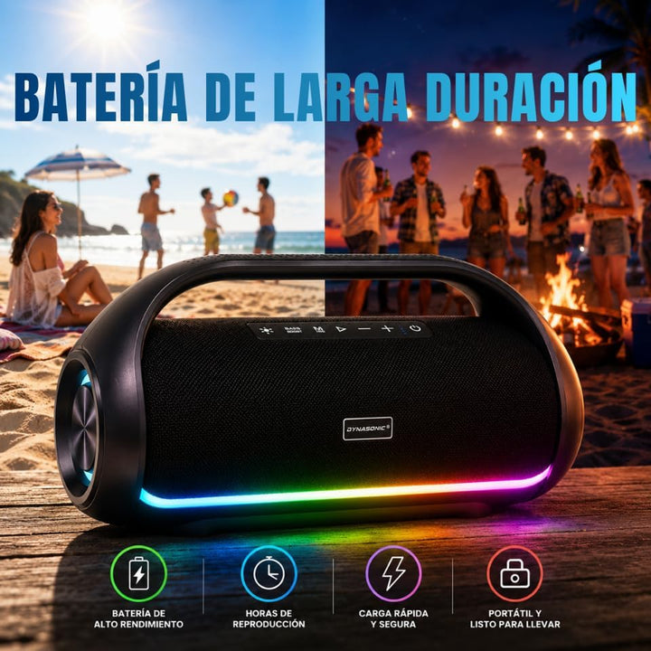 DYNASONIC S90 – IPX7 tragbarer Bluetooth Lautsprecher. Kabelloser Outdoor Lautsprecher. Stereoanlage