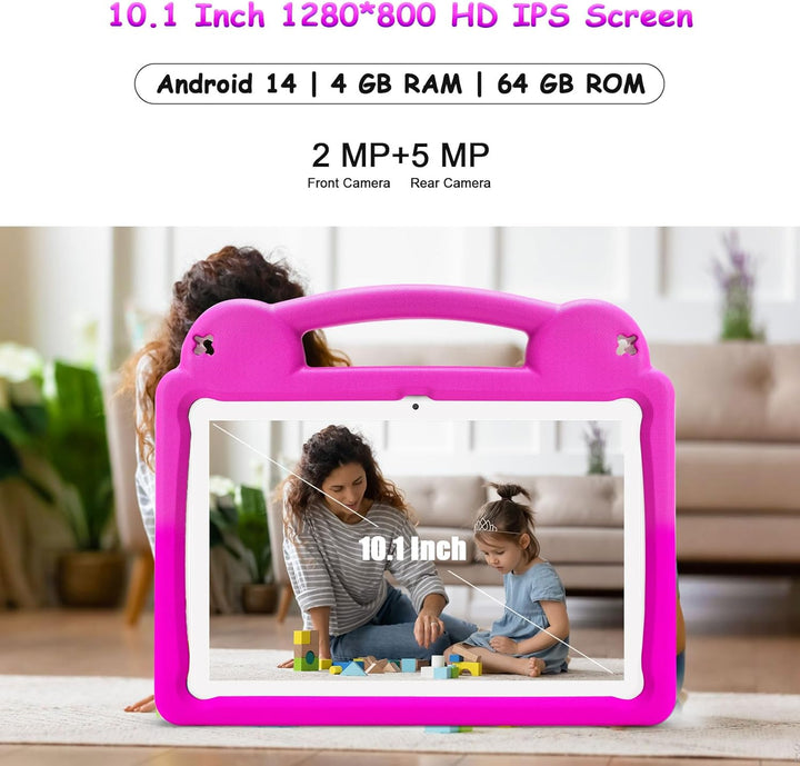 Kids Tablet - Android 14 Tablet - 10 Zoll Tablet für Kinder, WiFi 6, Octa-Core, 8(4+4) GB RAM 64GB R
