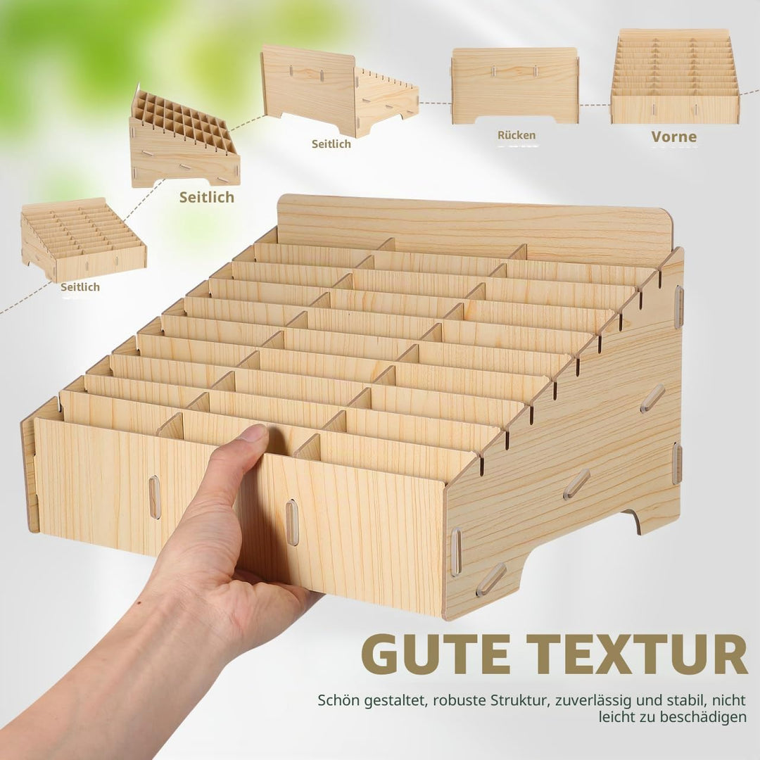 Operitacx Handy-Aufbewahrung für Schule, Handy, Gitter, Organizer, Holz, 30 Steckplätze, Handybox, K