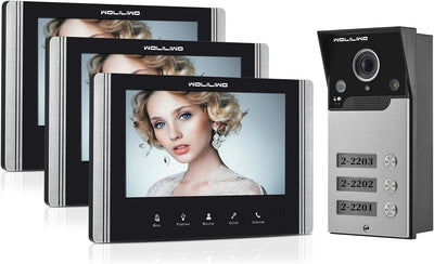 WOLILIWO Video Türklingel mit Kamera,3-familienhaus Video Doorbell Intercom with 7-Inch Monitor,Spre