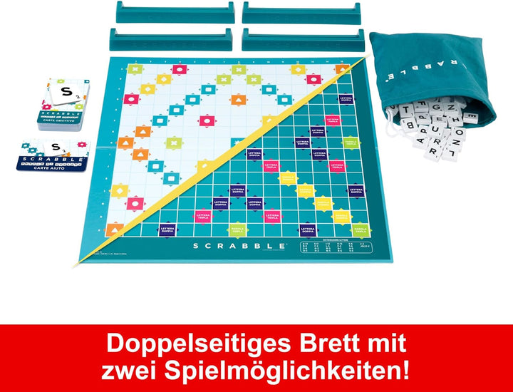 MATTEL GAMES Scrabble Zwei in Eins - Doppelseitiges Brettspiel für schnelles, zwangloses und koopera