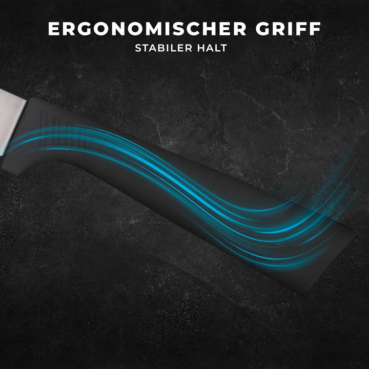 Messerblock mit Messer-Set - 6 teilig, Küchenmesser Set Edelstahl ink. Kochmesser, Brotmesser, Schäl