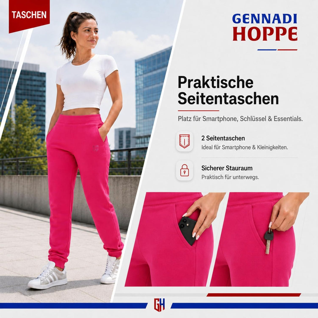 Gennadi Hoppe Damen Jogginghose Trainingshose Sweat Pants Sporthose Fitness Hose XS Purpur-pink, XS