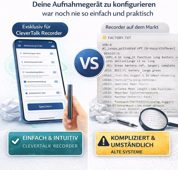 CleverTalk Q1 KI-Sprachrekorder | Sprachaktiviert | Mobile App, Mac, Windows und Web | Europäische C