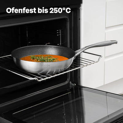 SILBERTHAL Bratpfanne Induktion 28 cm - Beschichtete Pfanne - Edelstahl - Für alle Herdarten - Ofenf