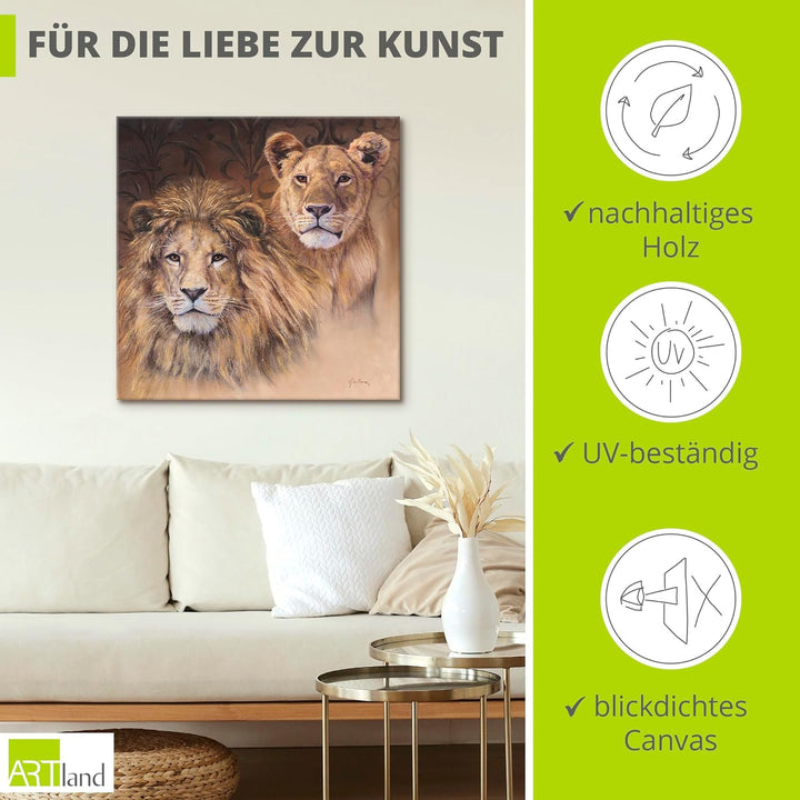 ARTland Leinwandbilder Wandbild Bild auf Leinwand 50 x 50 cm Tiere Wildtiere Raubkatze Malerei Braun