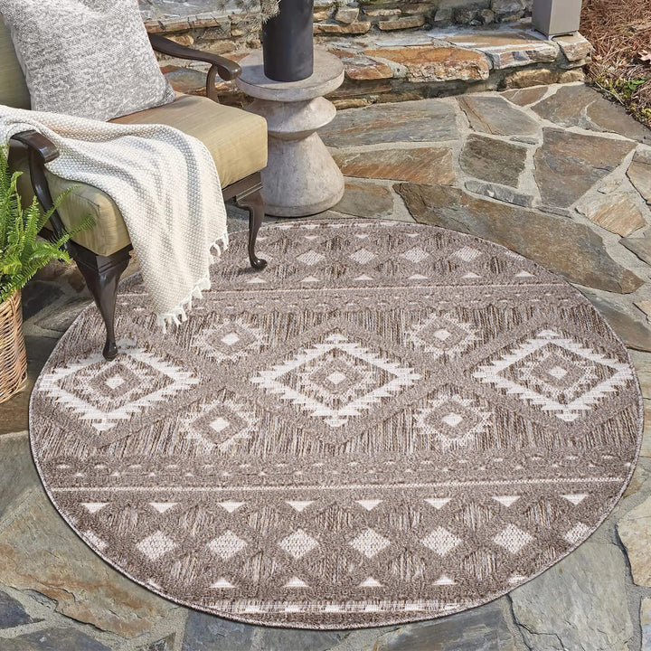 carpet city In-&amp; Outdoor Teppich - Rund 160 cm - für Innen-&amp; Aussenbereich - Wetterfest Balkon-Teppi