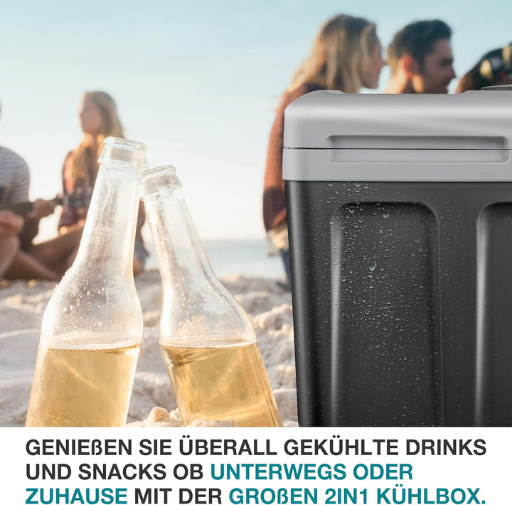 TOM 2in1 XXL Kühlbox 40l mit Kühl- und Heizfunktion – elektrische Coolbox mit Rollen – 230V & 12V St