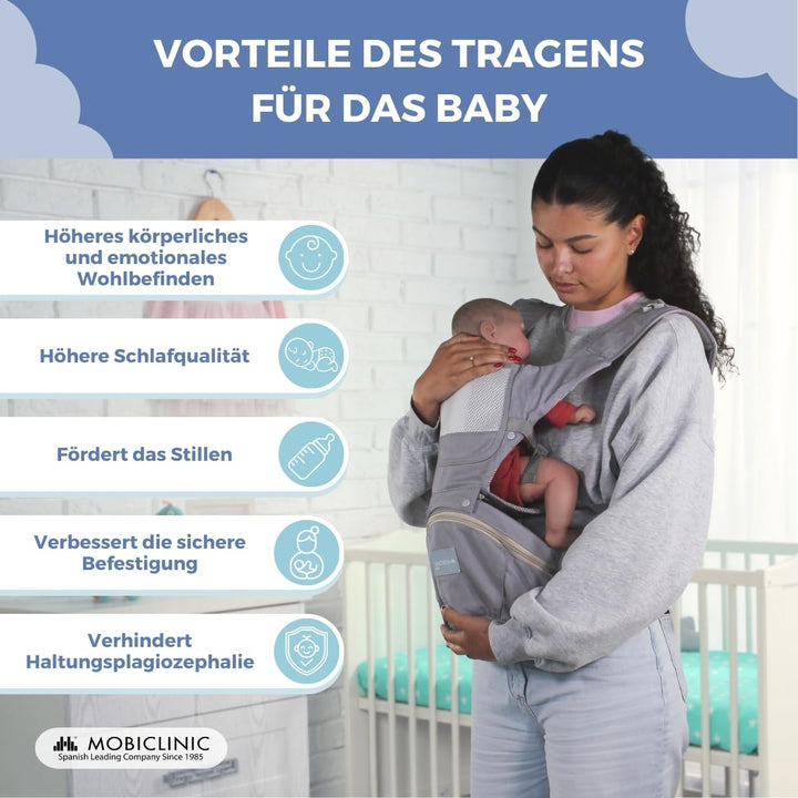 Mobiclinic® kids, Babytrage, 6 in 1, Moley, Mehrpositionale, Faltbar, Reissverschlusstasche, Flasche