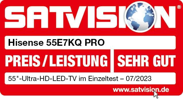 Hisense 55E7KQ PRO 139cm (55 Zoll) Fernseher, 4K UHD, QLED, Smart TV, HDR, Dolby Vision IQ, 144Hz (V