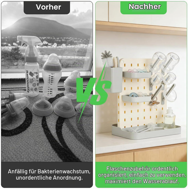 AiQInu Flaschentrockner mit Spülmittelfach, Vertikaler Abtropfständer für Babyflaschen &amp; Sauger, Org