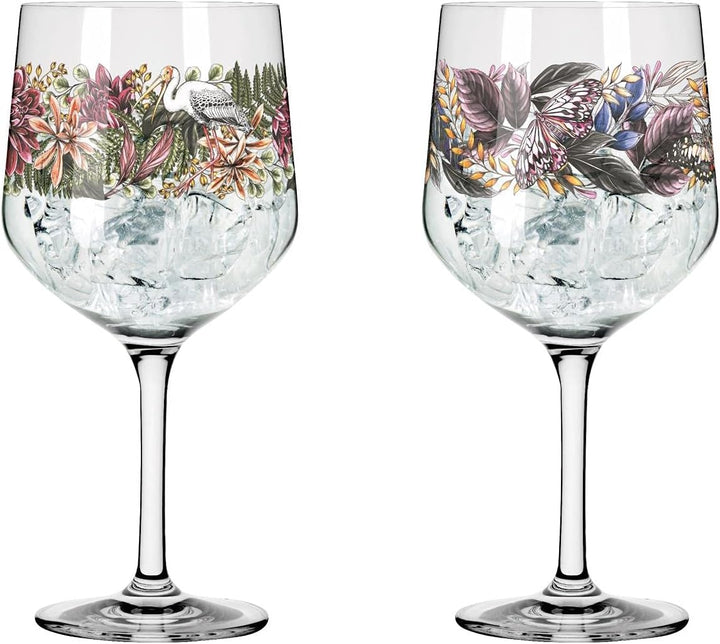 RITZENHOFF 3691001 Gin-Glas 700 ml - Serie Schattenfauna Set Nr. 1 – 2 Stück, Storch &amp; Schmetterling