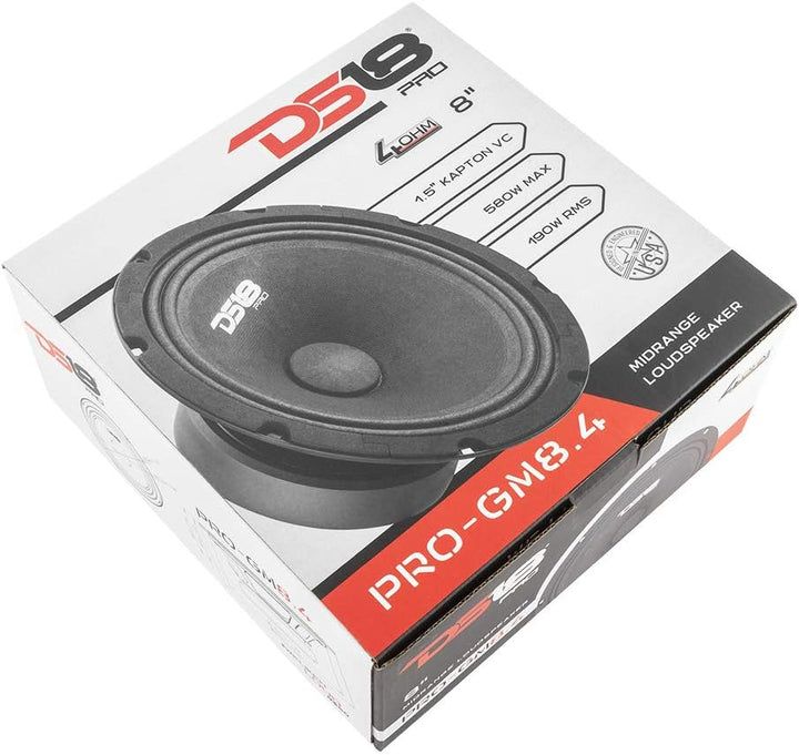 DS18 Car Midrange Speaker 8" Inch 580w Watt 4Ohm Bass Loudspeaker PRO-GM8.4 Classic 8-Inch 4-Ohms, C