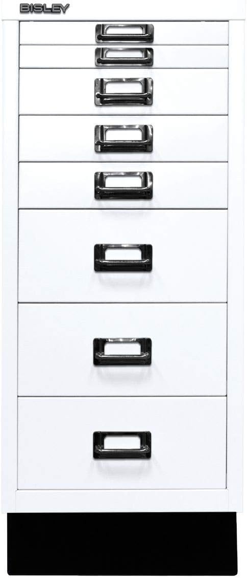 BISLEY MultiDrawer, 29er Serie mit Sockel, DIN A4, 8 Schubladen, Metall, 696 Verkehrsweiss, 38 x 27.