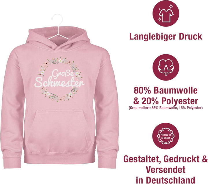 Shirtracer - Kinder Hoodie Jungen Mädchen - Grosse Schwester I Geschenk 98 1 Hellrosa, 98 1 Hellrosa